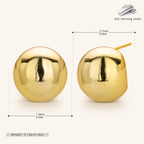 Sterling Silver Polished Half-Circle Stud Earrings - Gold / 15mm
