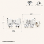 Sterling Silver Zirconia Bow Flat Back Earrings - Platinum