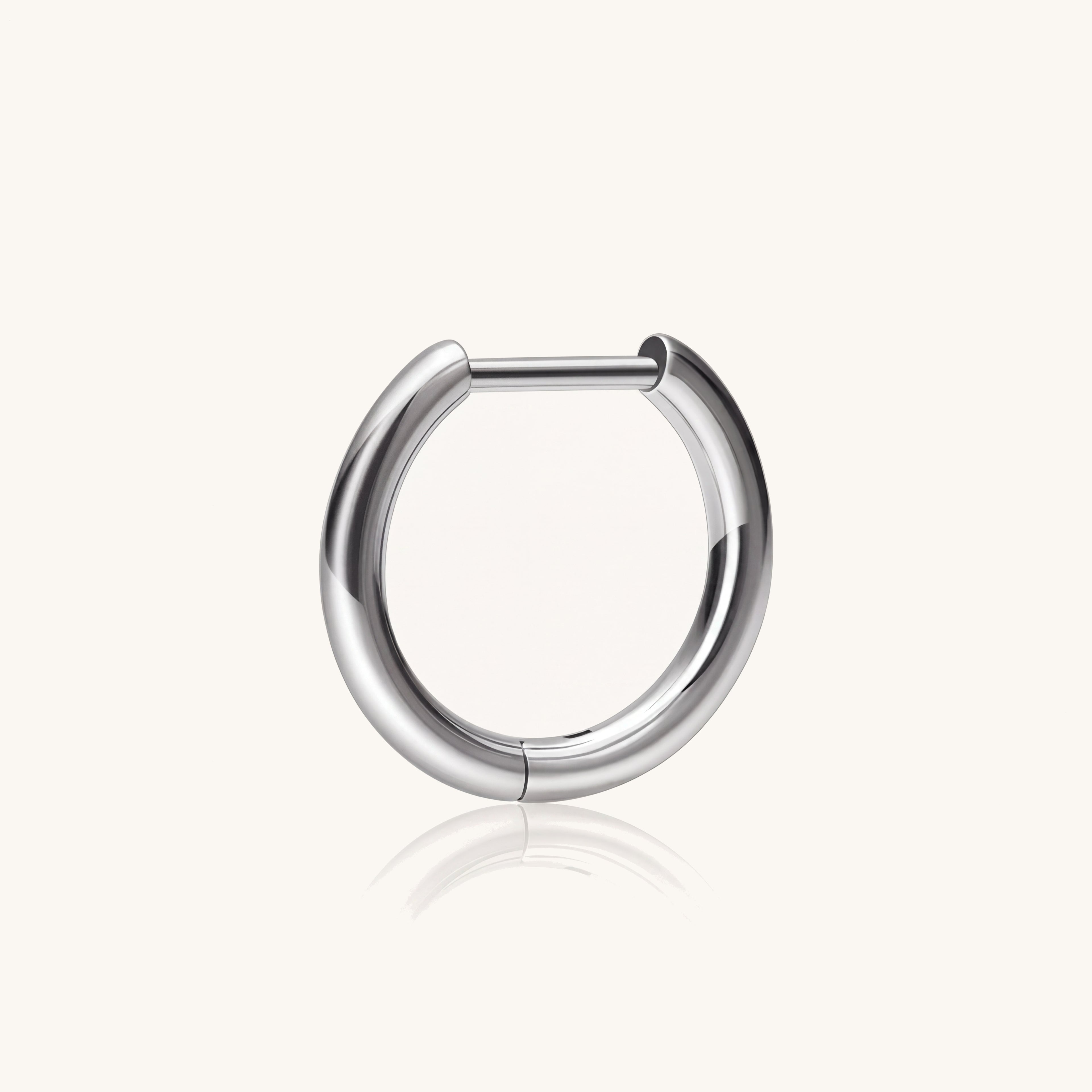 Smooth Oval Titanium Hoop Earrings - Silver