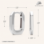 Sterling Silver Geometric Square Hoop Earrings - Platinum