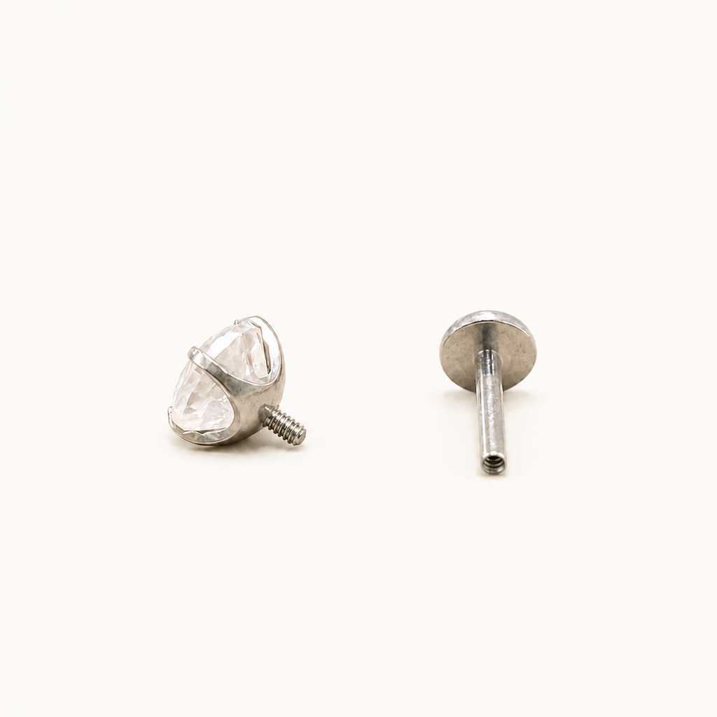 Titanium Rose Quartz Flat Back Stud Earrings