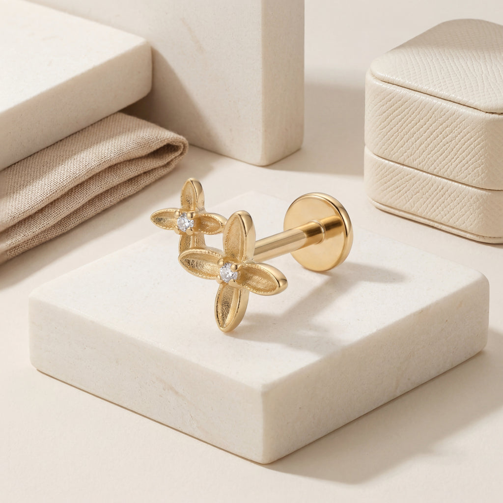 Osmanthus Crystal Titanium Stud Earrings - image 5