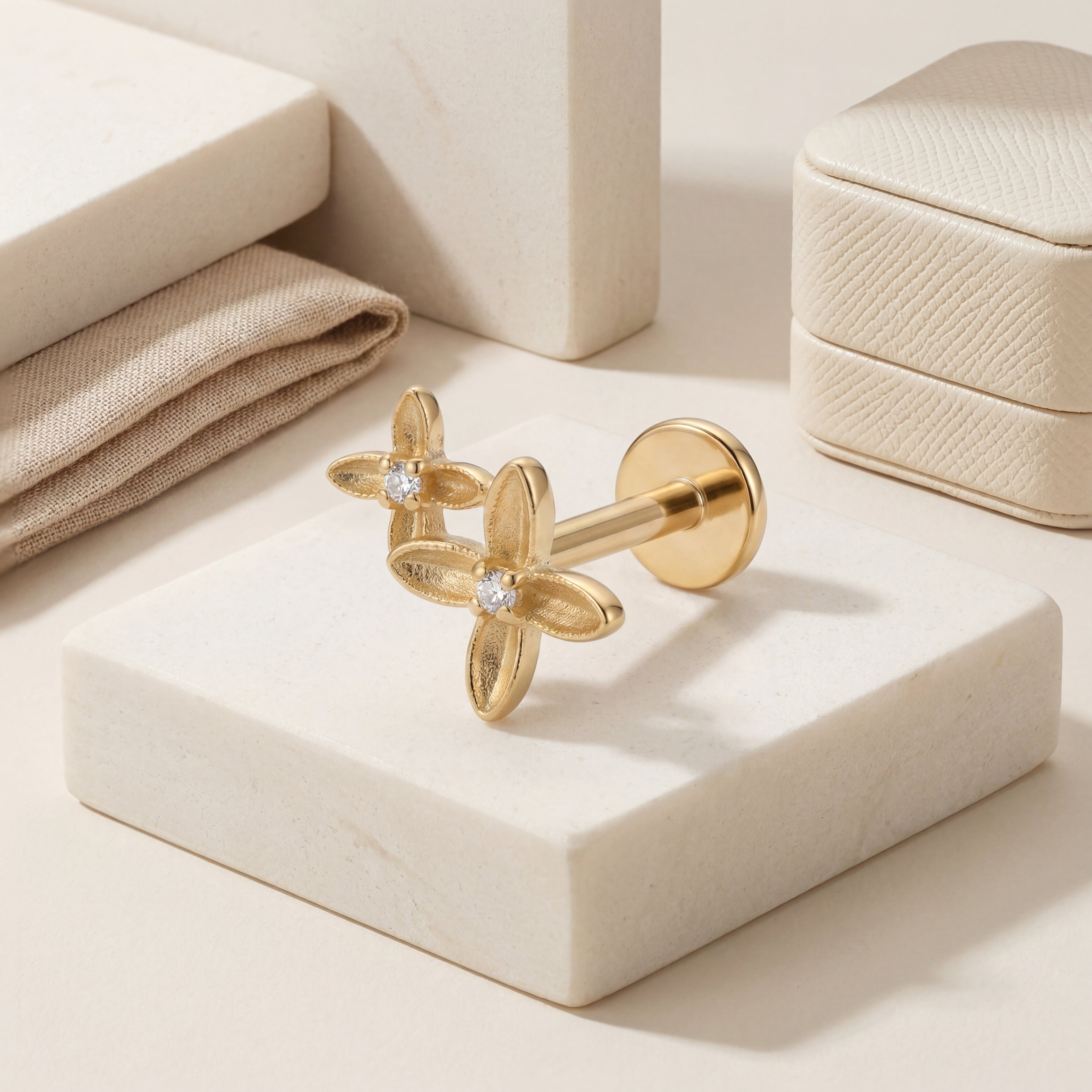 Osmanthus Crystal Titanium Stud Earrings - image 5