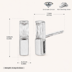 Sterling Silver Zirconia Square Stud Earrings - Platinum