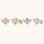 Sterling Silver Zirconia Solitaire Flat Back Earrings