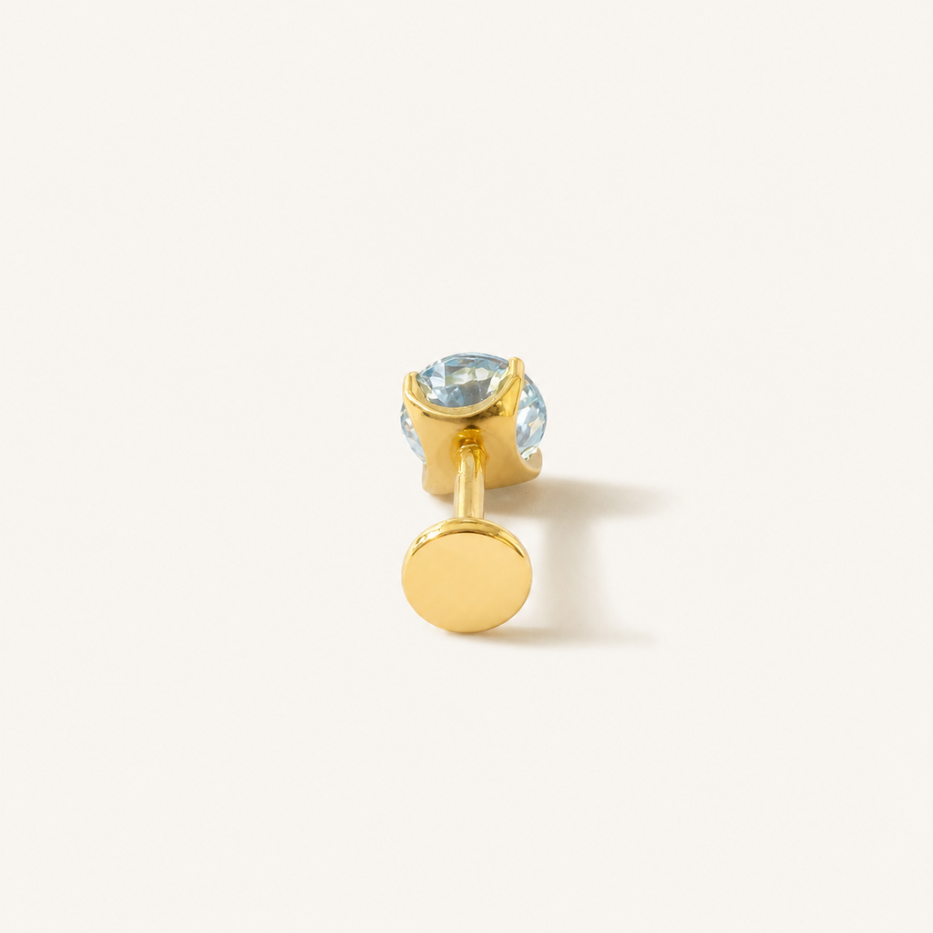 Titanium Blue Topaz Flat Back Stud Earrings