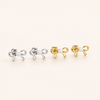 Sterling Silver Pearl Bow Flat Back Earrings detail view