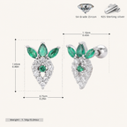 Sterling Silver Emerald-Green Zirconia Flat Back Earrings - Platinum