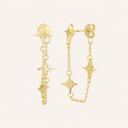 Sterling Silver Star Zirconia Tassel Drop Stud Earrings detail view