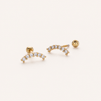 Sterling Silver Moon Pavé Zirconia Flat Back Earrings detail