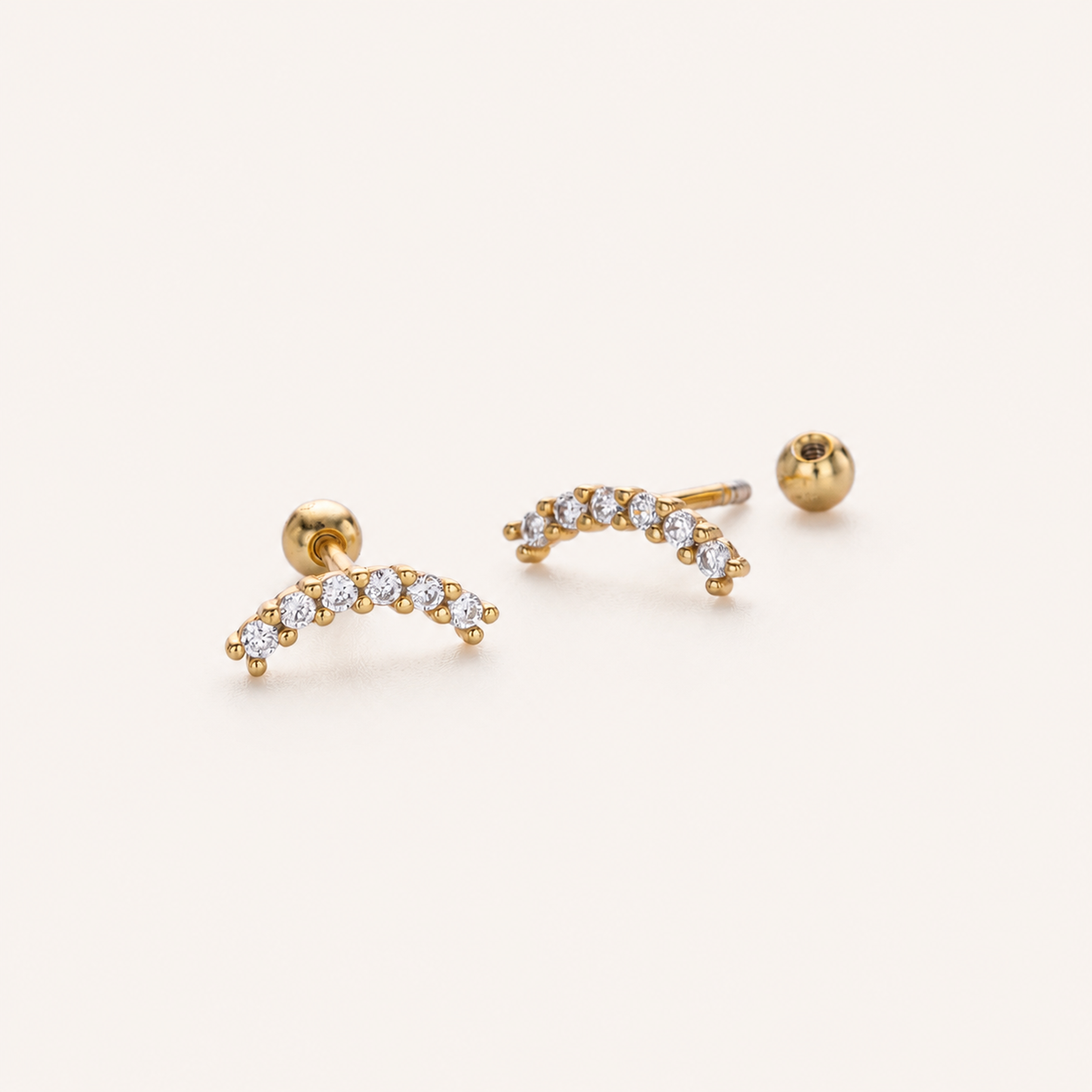 Sterling Silver Moon Pavé Zirconia Flat Back Earrings detail