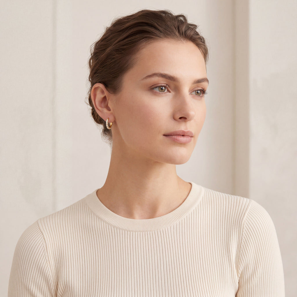 Pave Crystal Titanium Hoop Earrings - image 3
