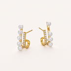 Sterling Silver Pearl & Zirconia Stud Earrings detail view