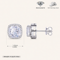 Sterling Silver Moissanite Solitaire Stud Earrings - Platinum