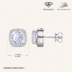 Sterling Silver Moissanite Solitaire Stud Earrings - Platinum