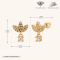 Sterling Silver Lotus Zirconia Flat Back Earrings - Gold